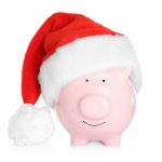 piggy w/Santa hat, Christmas, feature 1220