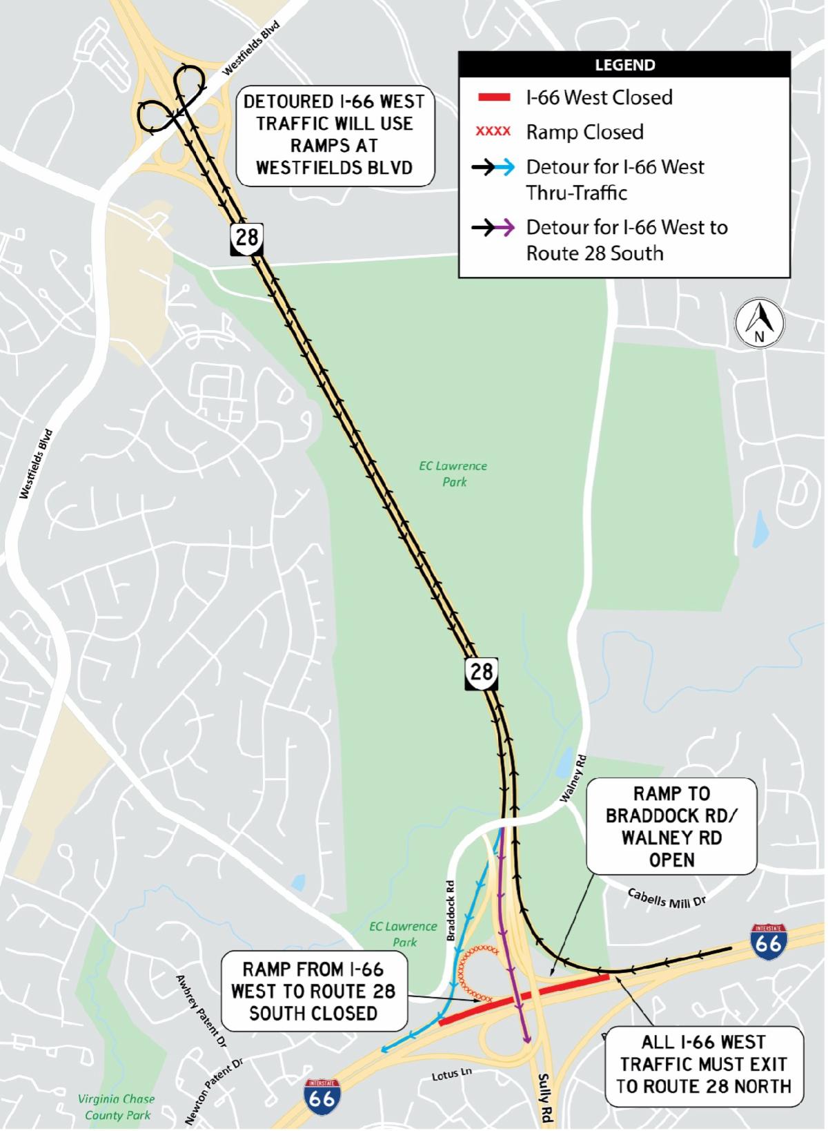 Overnight Full Closures Of I-66 In Centreville For Route 28 South 