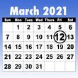 March 2021 calendar