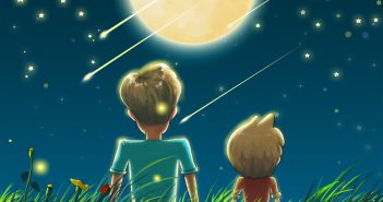 kids outdoors watching falling stars