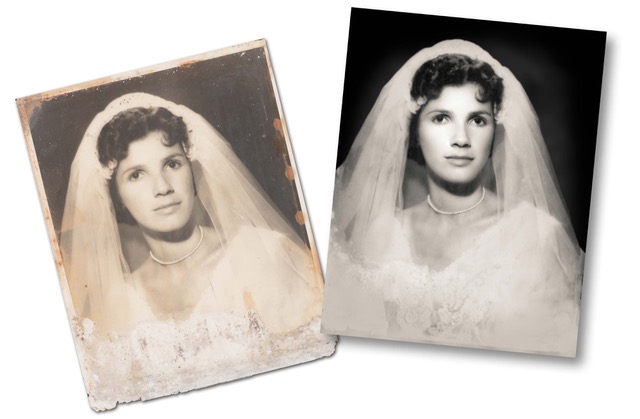 restored photo of bride, Mark Gilvey
