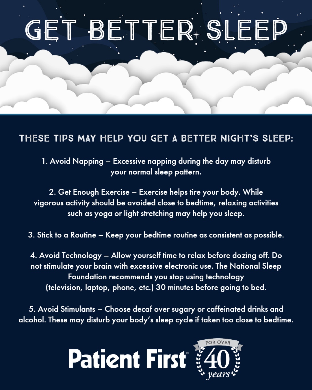 sleep tips, patient first