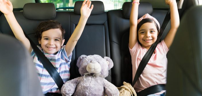 happy kids in car