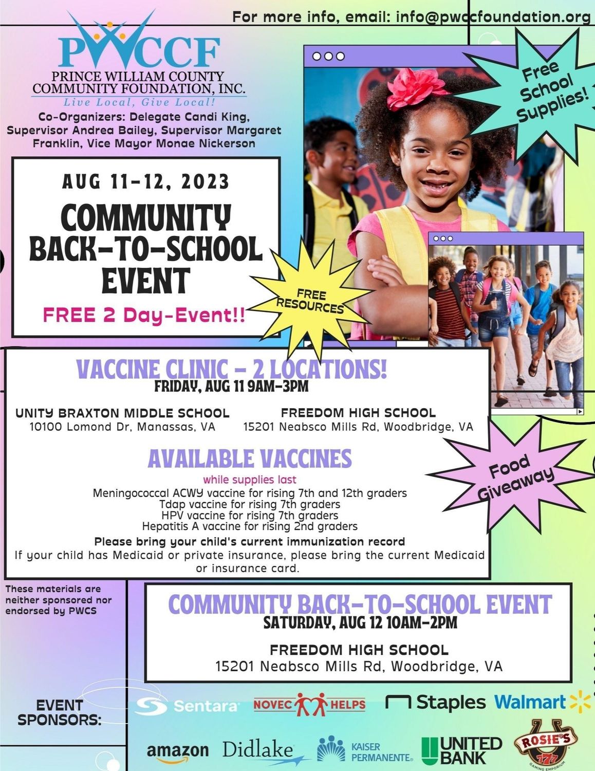 PWCCF Community back to school event