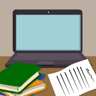graphic art - laptop and books