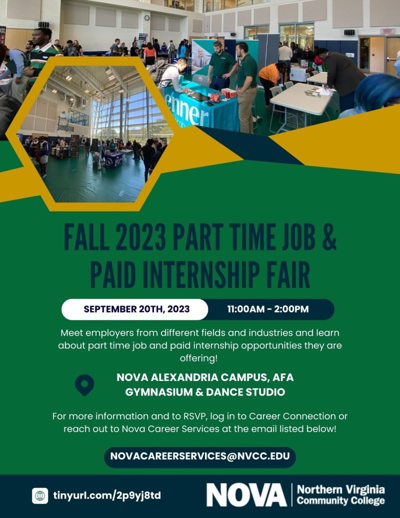 NOVA Fall 2023 Part Time Job & Paid Internship Fair Prince William Living