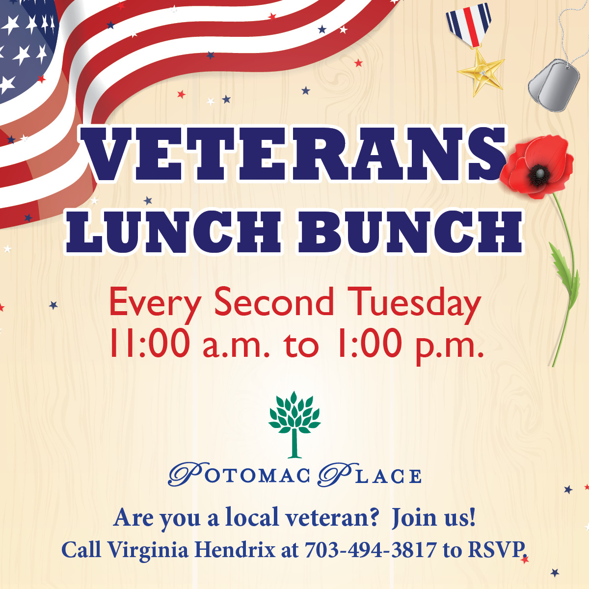 veterans lunch bunch, Potomac Place