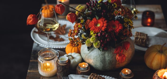 fall flowers and table decor