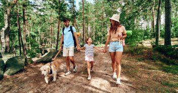 young family with dog