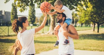 family with a basketball