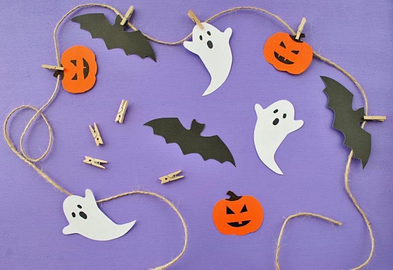 ghosts and bats and pumpkins