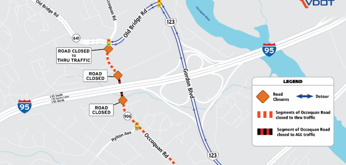 Occoquan Road closure at I-95 overpass nov. 2025