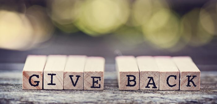 Give Back letters on blocks
