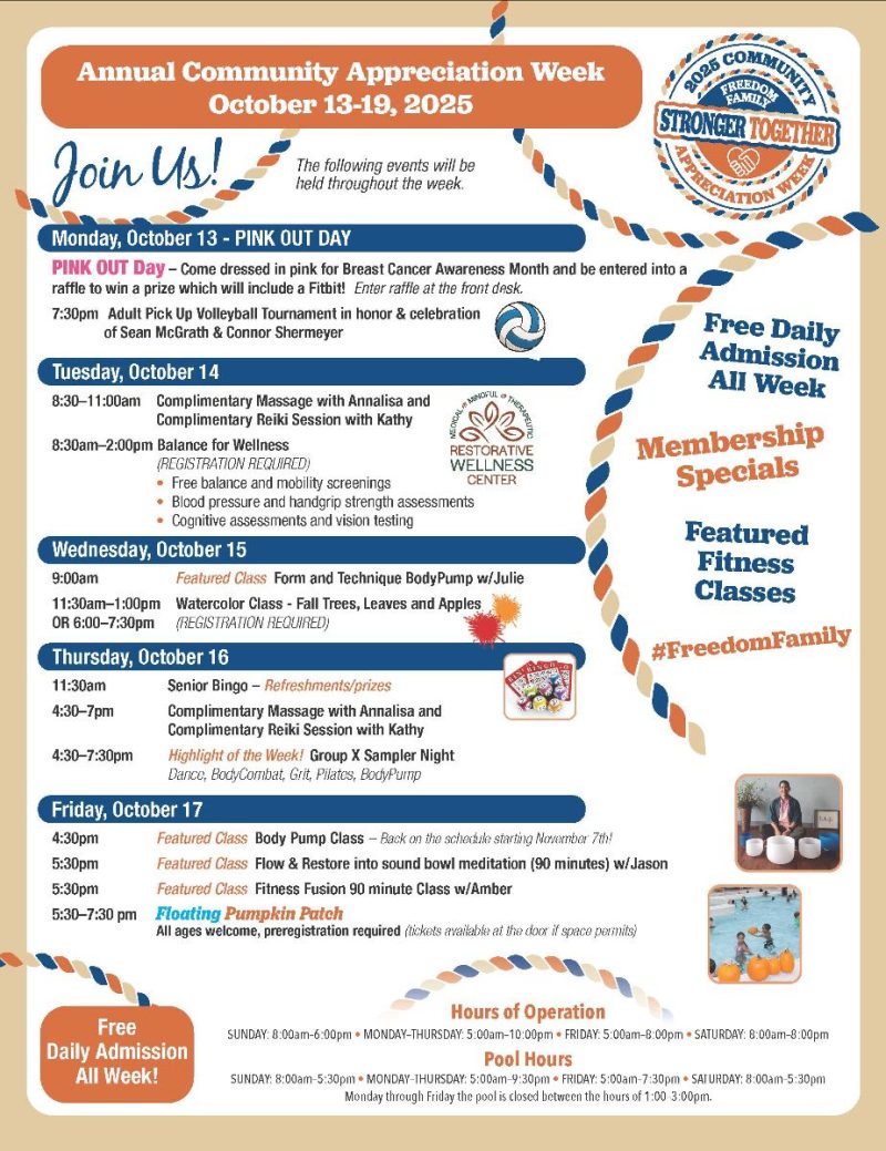 Freedom Center community appreciation week events 2025