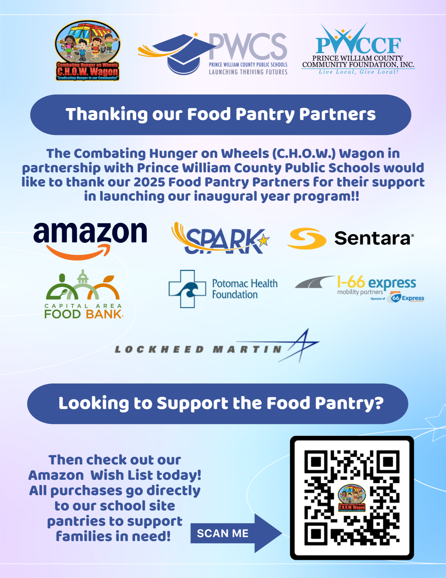 PWCS food pantry sponsors