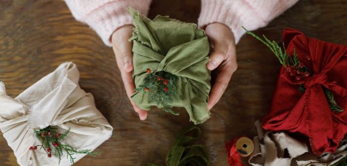 wrapped Christmas gifts, reusable