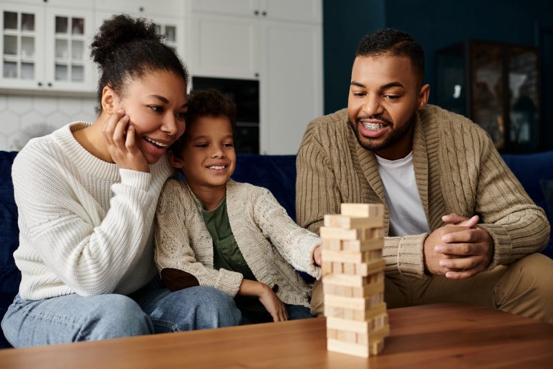family playing a game