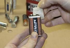 Battery with Tape on Terminal