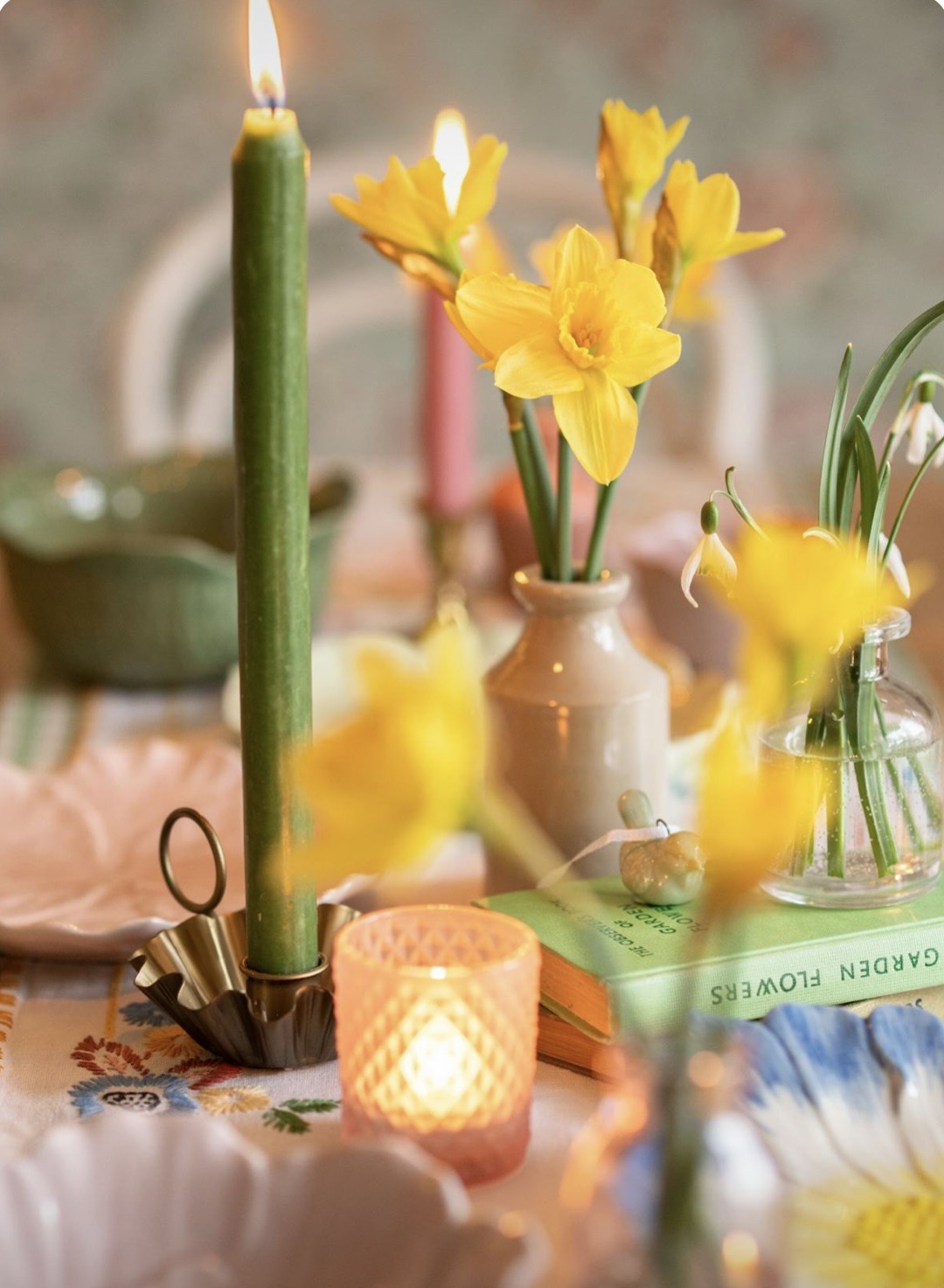 daffodils and candle, spring