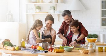 family preparing dinner together, AI