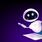 robot, AI, laptop keyboard